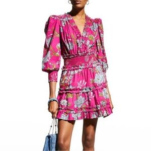 Anthropologie Love the Label Dress Wanda print in fuscia, size medium.